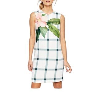 “TED BAKER” Nayeli Checkered Floral Sleeveless Dress